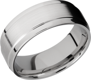 Cobalt chrome 8mm flat band with grooved edges