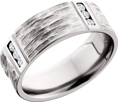 Cobalt chrome 8mm flat band with 4 segments featuring .3ct white diamond accents