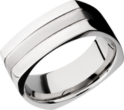 Cobalt chrome 8mm flat square band with 2, .5mm grooves