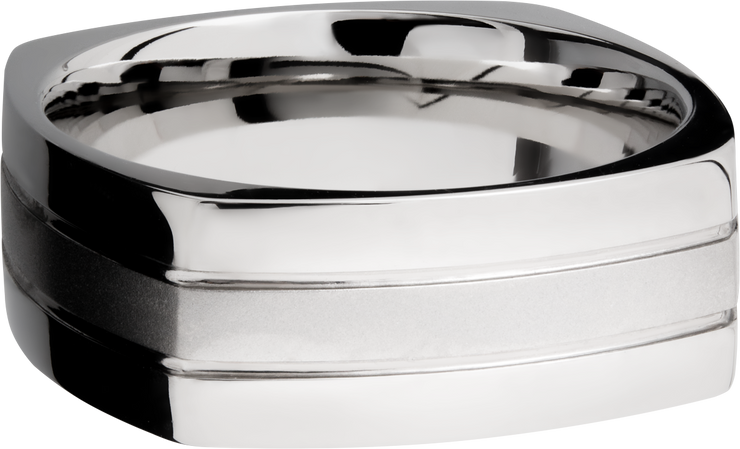 Cobalt chrome 8mm flat square band with 2, .5mm grooves
