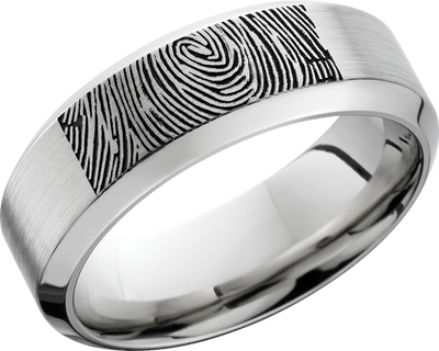 Cobalt chrome 8mm band with a laser-carved fingerprint