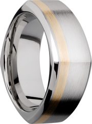 Cobalt chrome 9mm square band with an off center inlay of 14K yellow gold