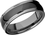 Tungsten and Ceramic 7mm domed band with rounded edges