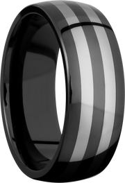 Tungsten and Ceramic 8mm domed band with two inlays