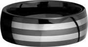 Tungsten and Ceramic 8mm domed band with two inlays