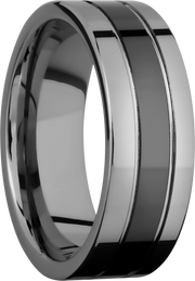 Tungsten and Ceramic 8mm flat band with grooves
