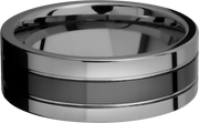 Tungsten and Ceramic 8mm flat band with grooves