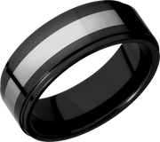 Tungsten and Ceramic 8mm flat band with grooved edges