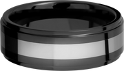 Tungsten and Ceramic 8mm flat band with grooved edges