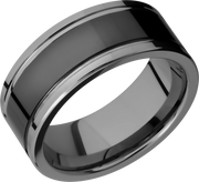 Tungsten and Ceramic 9mm flat band with grooves