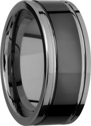 Tungsten and Ceramic 9mm flat band with grooves