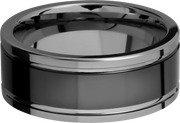 Tungsten and Ceramic 9mm flat band with grooves