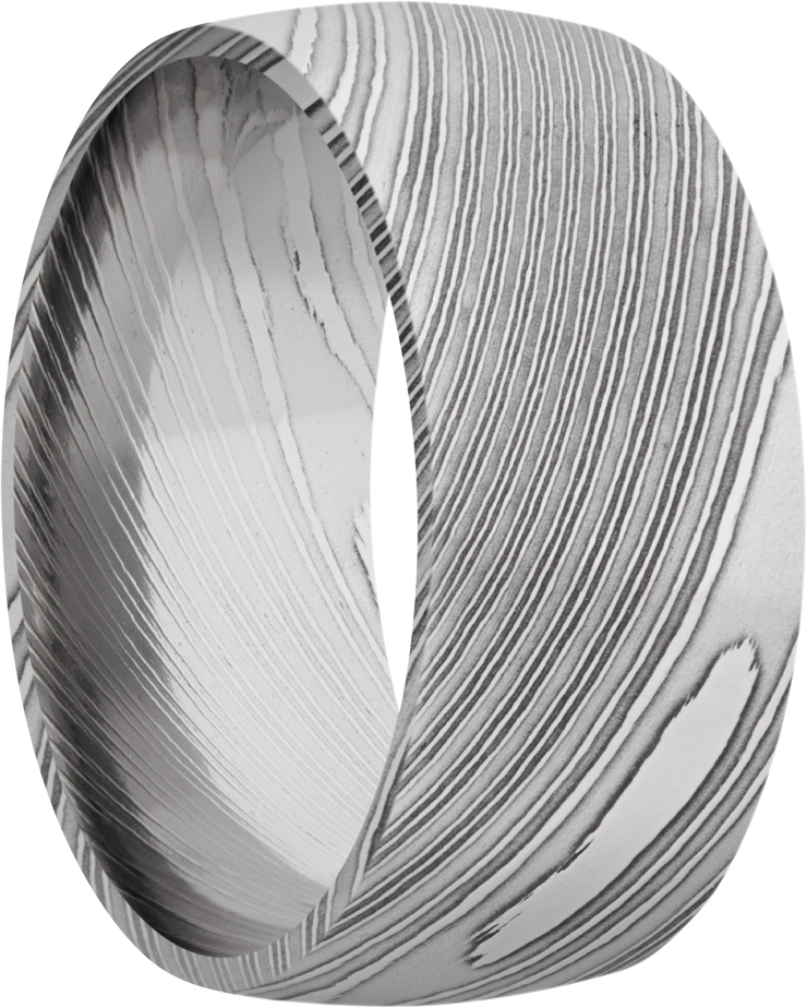 Handmade 10mm Damascus steel domed band
