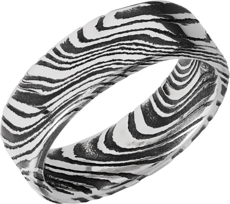Handmade 7mm marble Damascus steel flat band