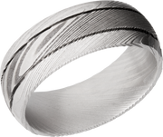 Handmade 8mm Damascus steel domed band with 2, .5mm grooves
