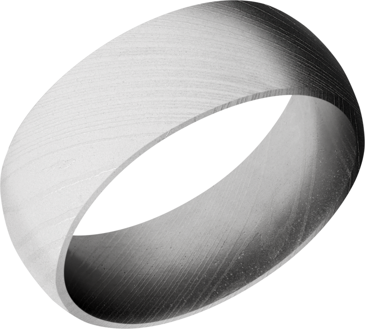 Handmade 8mm Damascus steel domed band