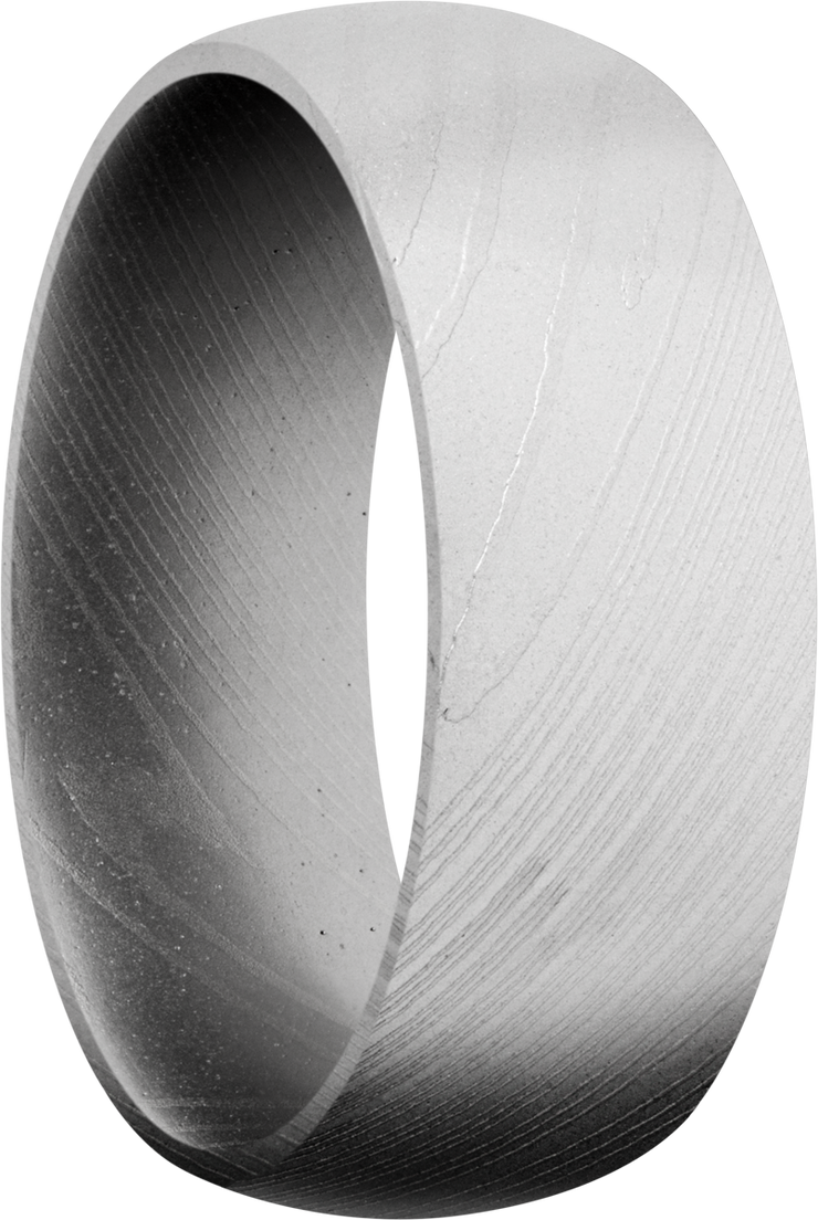 Handmade 8mm Damascus steel domed band
