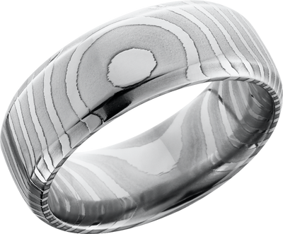 Handmade 8mm tiger Damascus steel domed band