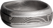 Handmade 8mm flattwist Damascus steel square domed band with 2, .5mm grooves