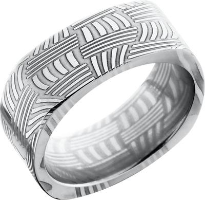 Handmade 8mm basket Damascus steel flat square band