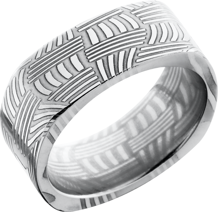 Handmade 8mm basket Damascus steel flat square band