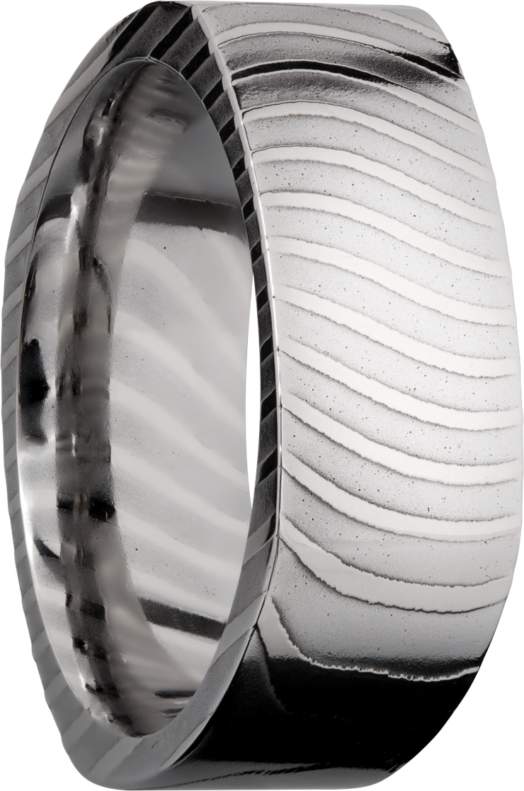 Handmade 8mm tiger Damascus steel flat square band