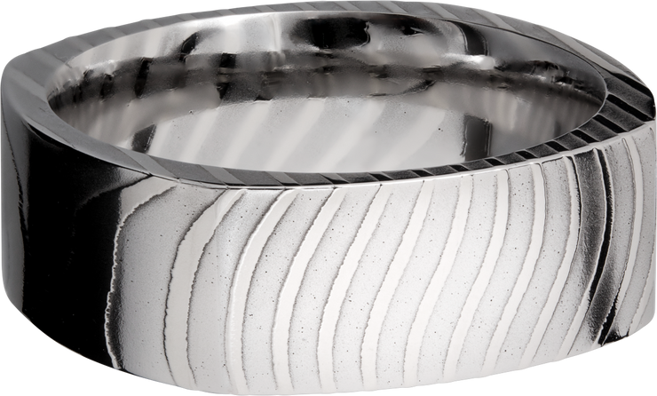 Handmade 8mm tiger Damascus steel flat square band