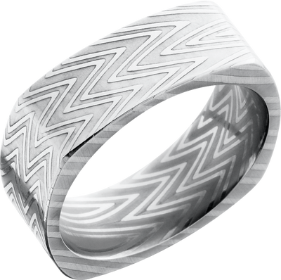 Handmade 8mm zebra Damascus steel flat square band