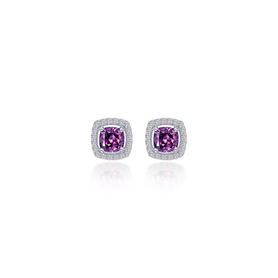 Cushion-Cut Halo Stud Earrings