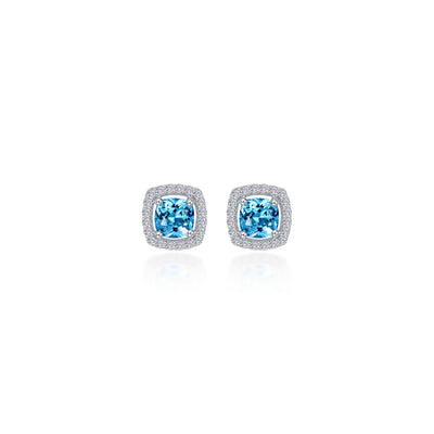 Cushion-Cut Halo Stud Earrings