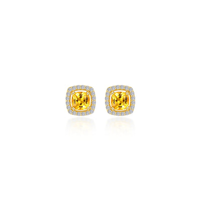 Cushion-Cut Halo Stud Earrings