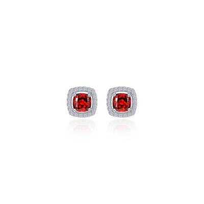 Cushion-Cut Halo Stud Earrings