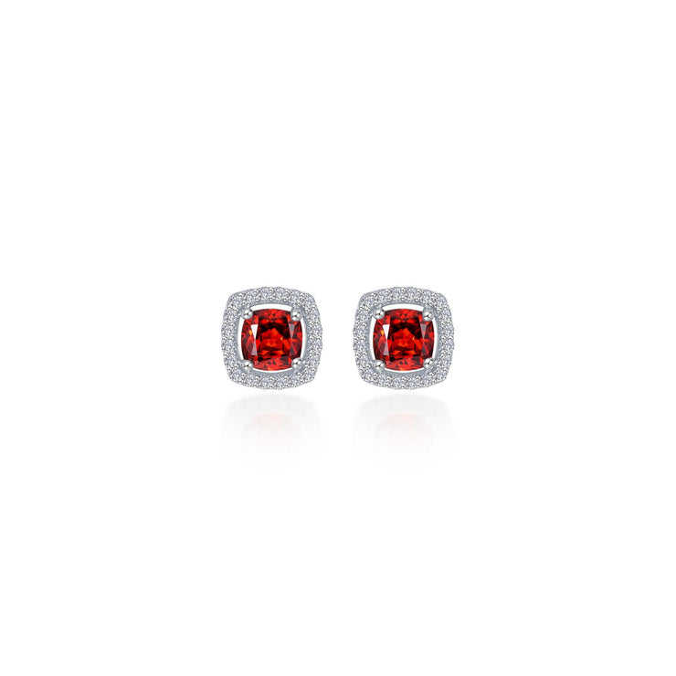 Cushion-Cut Halo Stud Earrings