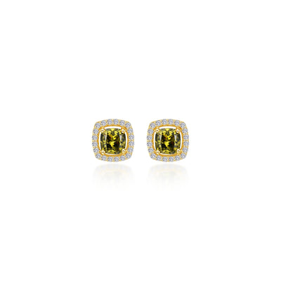 Cushion-Cut Halo Stud Earrings