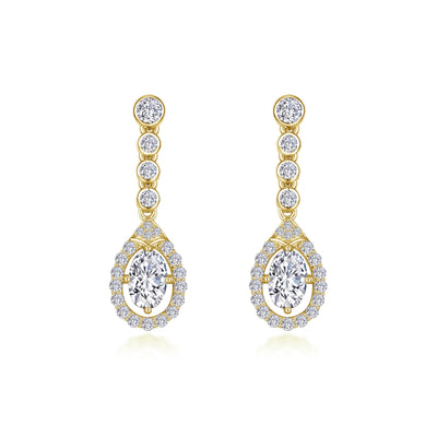 Oval Halo Drop Earrings