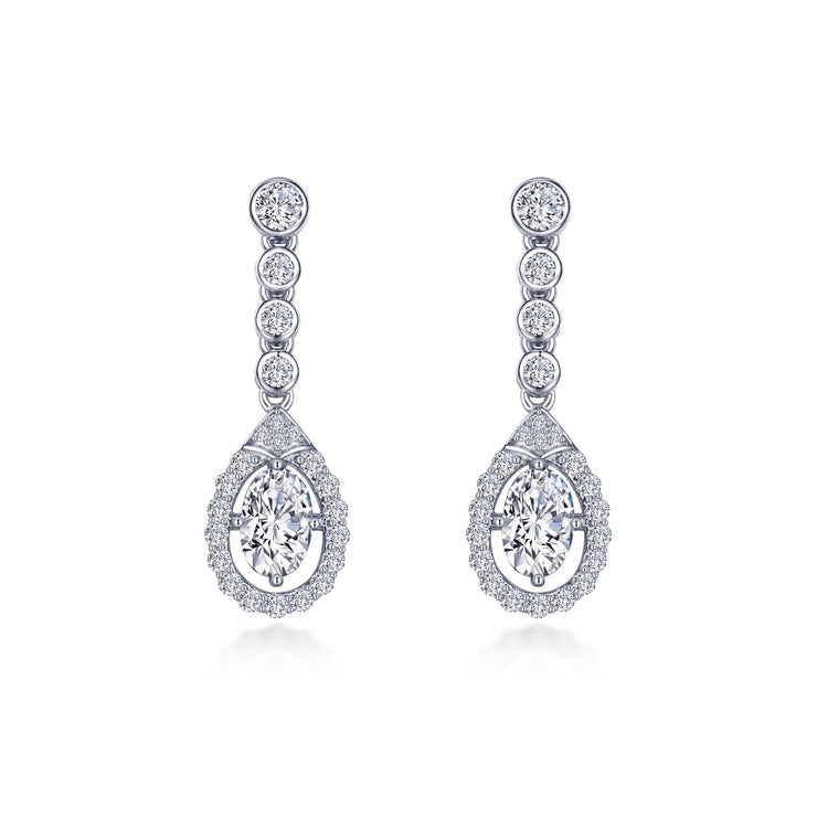 Oval Halo Drop Earrings