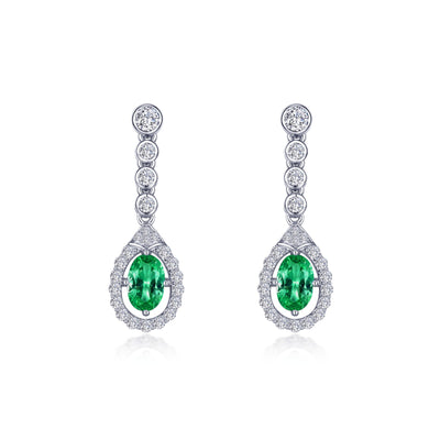 Oval Halo Drop Earrings