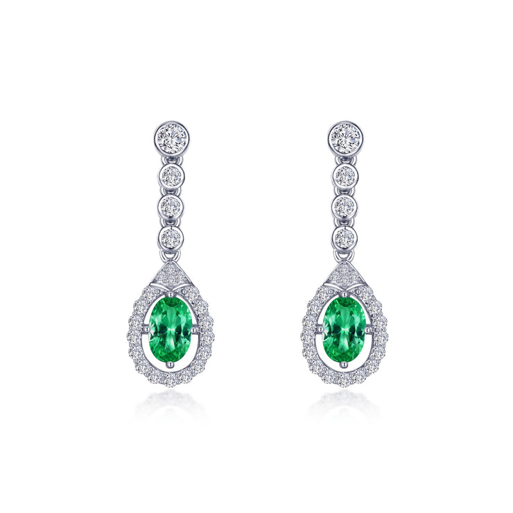 Oval Halo Drop Earrings