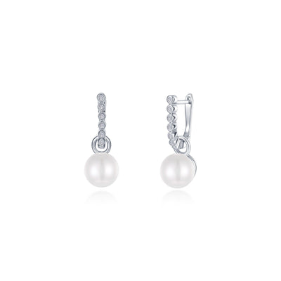 Cultured Freshwater Pearl Charm Huggie Earrings