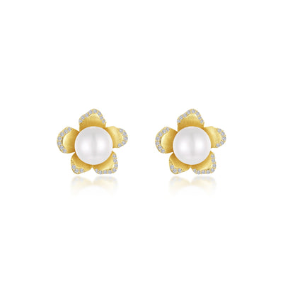 Cultured Freshwater Pearl Flower Earrings