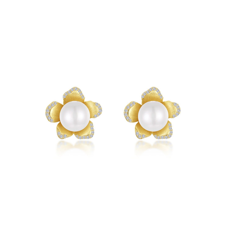 Cultured Freshwater Pearl Flower Earrings