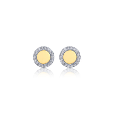 Two-Tone Button Stud Earrings