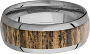 Titanium 8mm domed band with an inlay of Bocote hardwood