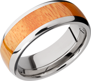 Titanium 8mm domed band with an inlay of Osage Orange hardwood