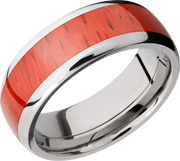 Titanium 8mm domed band with an inlay of Padauk hardwood