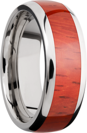Titanium 8mm domed band with an inlay of Padauk hardwood