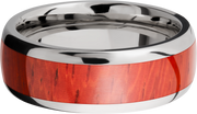 Titanium 8mm domed band with an inlay of Padauk hardwood