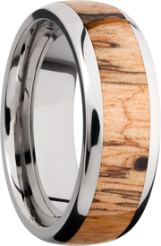 Titanium 8mm domed band with an inlay of Padauk hardwood
