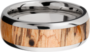 Titanium 8mm domed band with an inlay of Padauk hardwood