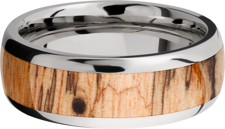 Titanium 8mm domed band with an inlay of Padauk hardwood